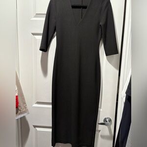 Zara Midi Black Dress V-Neck